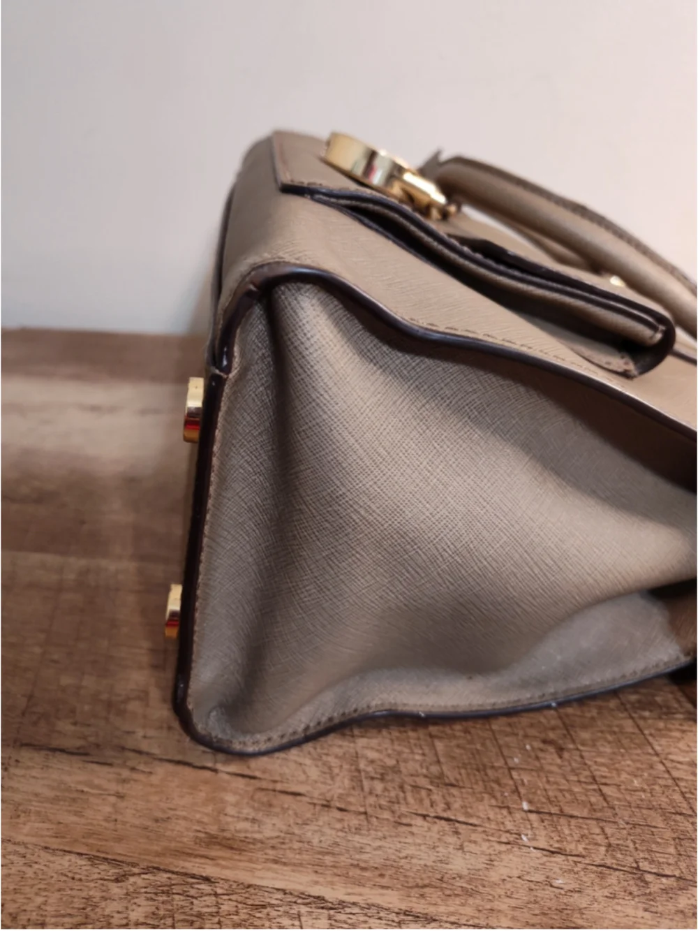 Women's Michael Kors Satchel Bag One Size Taupe Gold